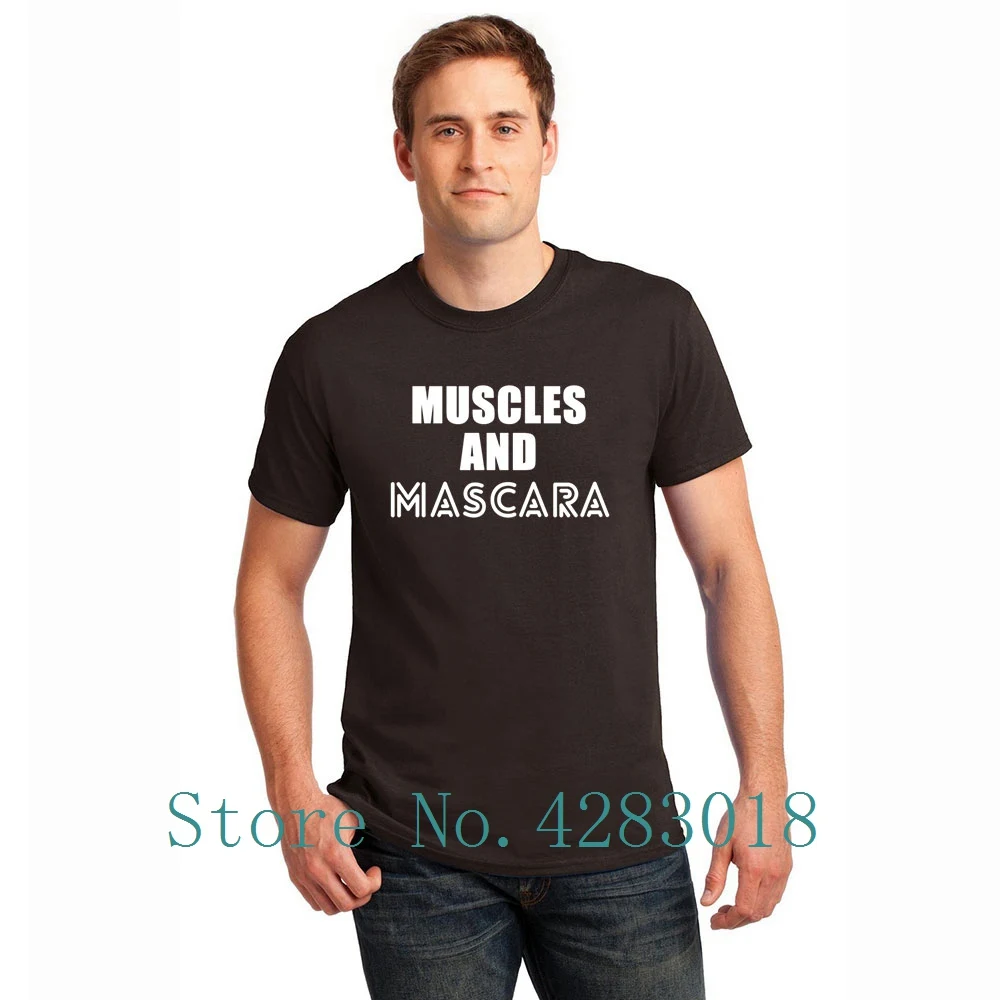 Мышцы и тушь для ресниц тренировочная Веселая футболка с круглым вырезом Kawaii