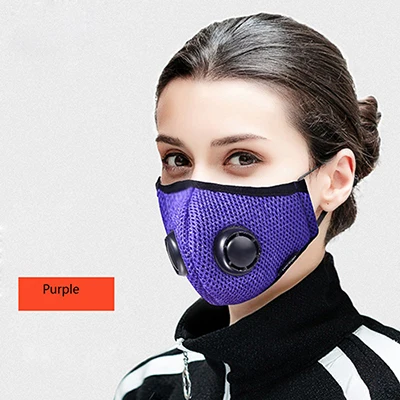 purple Зимняя маска PM2.5 Пылезащитная анти-дымка дышащая унисекс фильтр с активированным углем рот-Муфельная Маска Против PM2.5 Тканевая маска для лица - Цвет: purple