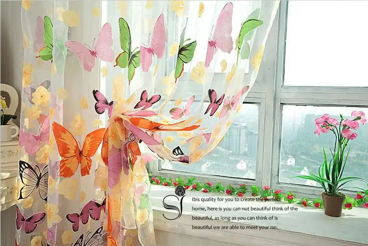 Новые прозрачные шторы с бабочкой 200 см * 270 см/Марля/тюль вуаль занавески для