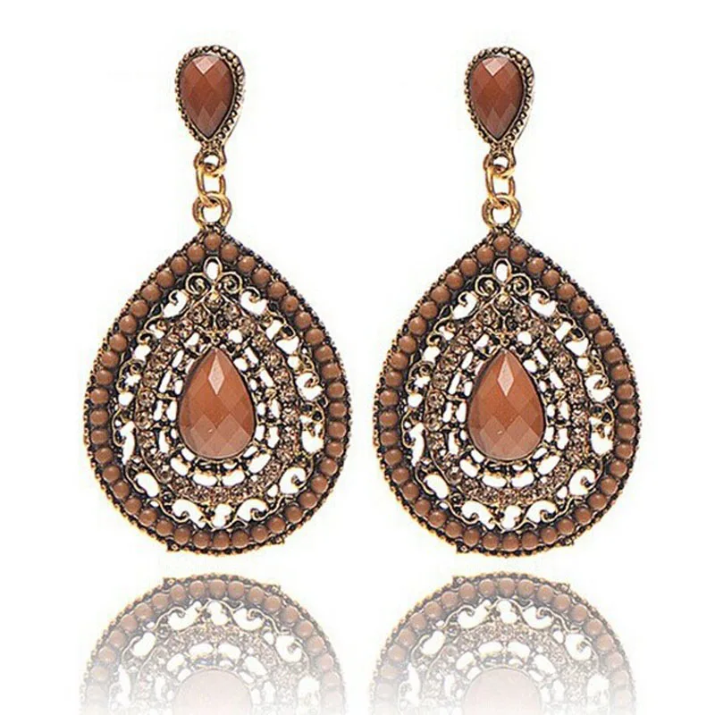 1 пара винтажные богемные серьги в форме капли из смолы сердца бисера Висячие