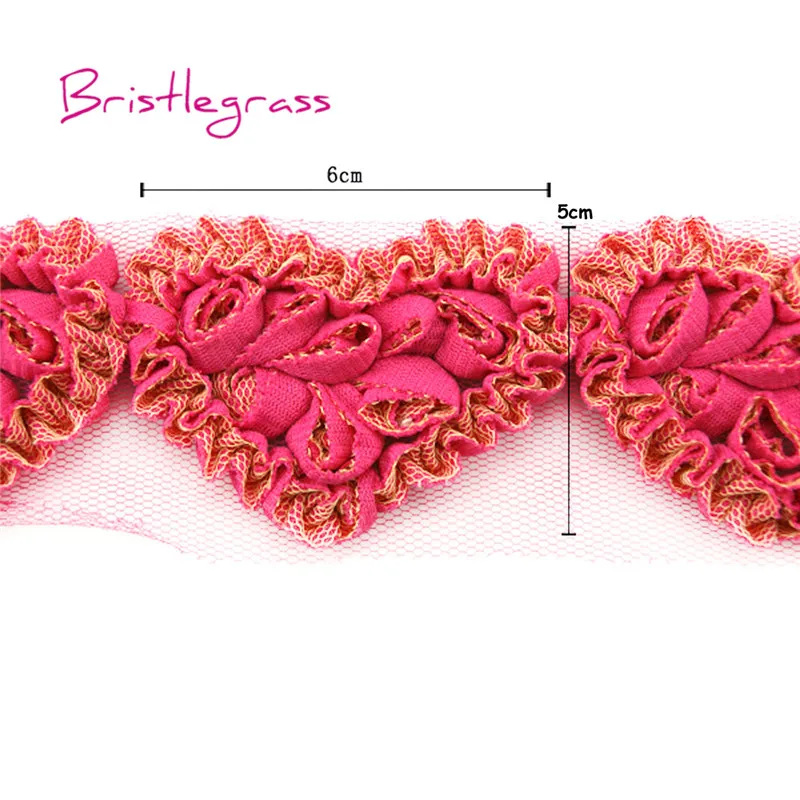 BRISTLEGRASS 1 Yard Crocheted Cotton Heart Flower Tulle Mesh Lace Trim Kid Headband Bride Wedding Dress Costume DIY Sewing Craft | Дом и сад