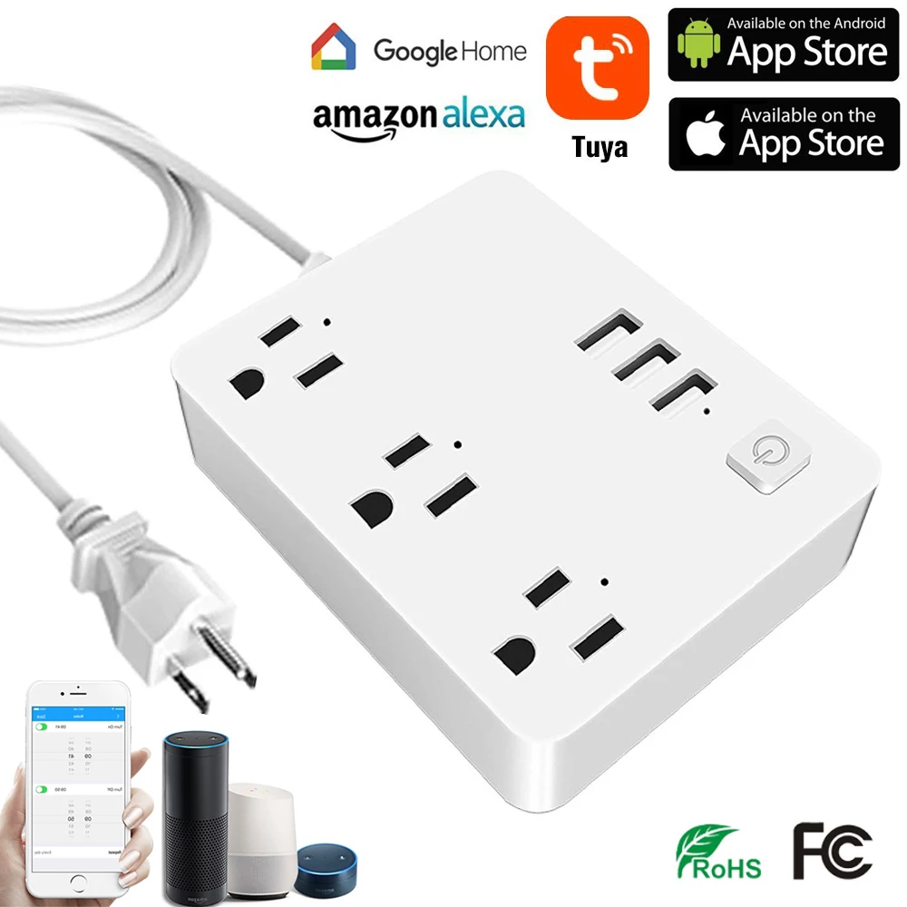 WIFI умная полоса питания США 3 выхода USB удаленное голосовое приложение