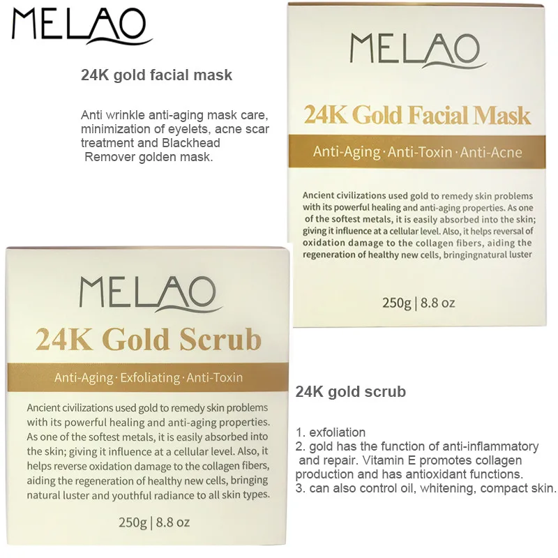 MELAO наборы для ухода за кожей лица 24 k Золотая маска 250 г с 24-каратным золотым