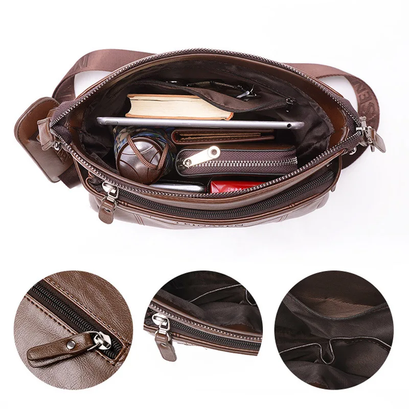 Высокое качество мужская сумка-мессенджер Много отделов кожаная сумка на плечо
