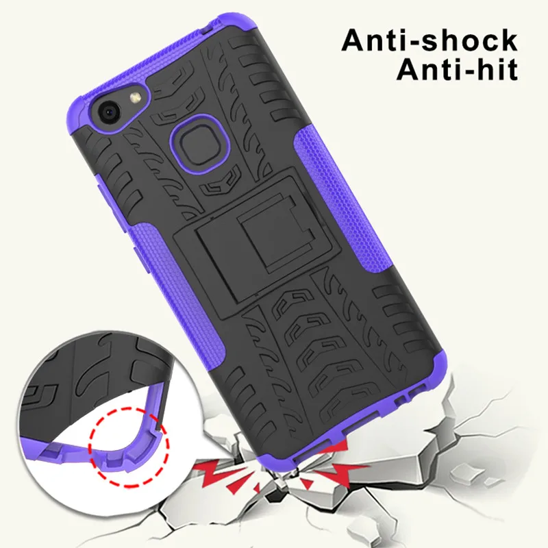 R For Vivo V7 Plus Case Silicone+PC Armor Shockproof Stand Hard Cover 5.99 inch phone case |