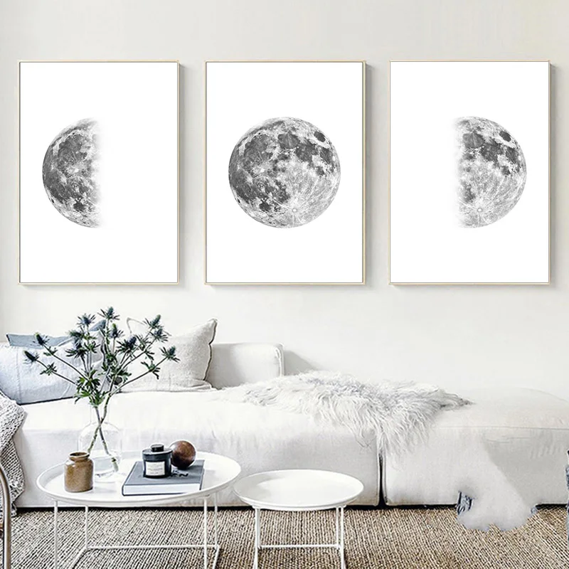 Luna Moon Phase холст плакат печать минималистичный настенный арт Абстрактная живопись скандинавские украшения картины Современный декор для гостиной