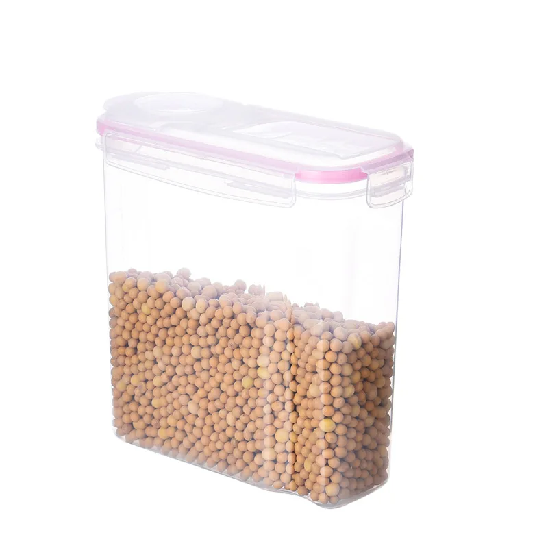 Pink 2.5L Герметичный контейнер для крупы с запирающейся крышкой, водонепроницаемый, без бисфенола, пластиковый, отличный хранитель для хранения продуктов для муки, сахара, сухих пищевых продуктов - Цвет: Pink 2.5L