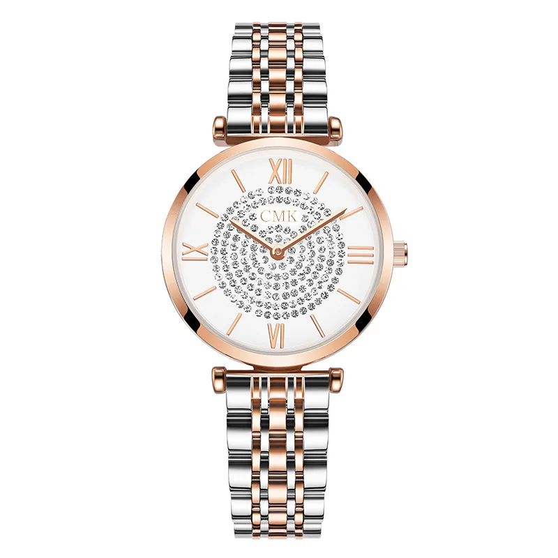 

2020 Crystal Women Watches Bracelet Top Brand Fashion Casual Quartz Full Steel Round Dial Luxury Female Waterproof Wrist Watches
