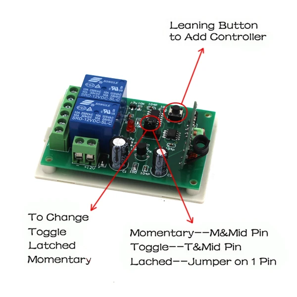 Черный Профессиональный DC12V 24V 2CH RF беспроводной переключатель системы