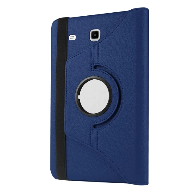 Dark Blue Вращающийся на 360 умный чехол из искусственной кожи чехол для samsung Galaxy Tab E 9,6 T560 T561 SM-T560 складной чехол-книжка для планшета+ пленка+ ручка - Цвет: Dark Blue