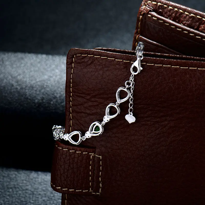 LOVERJEWELRY однотонный 18Kt браслет из белого золота Tsavorite Pear 4x5 мм натуральный