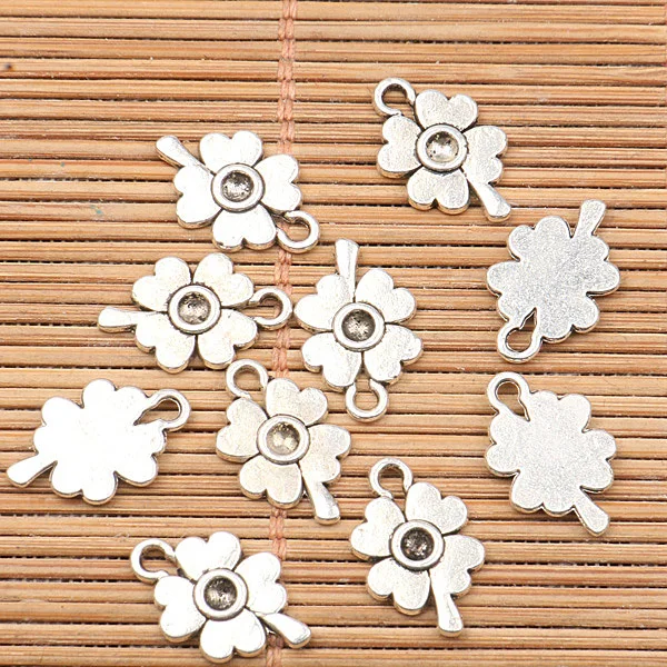 

74pcs tibetan silver tone lucky leaf design cameo charms h0899