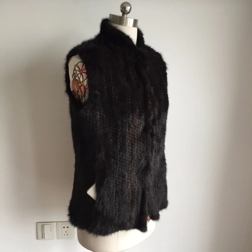 Новые поступления из натуральной норки Меховой жилет женский вязаный меховая