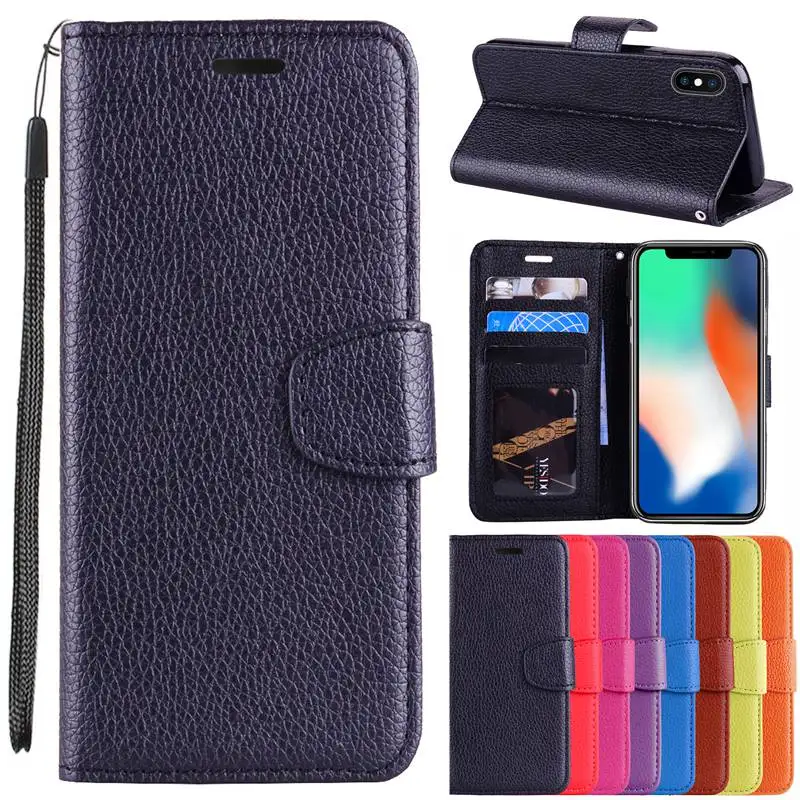 Роскошный кожаный чехол бумажник с линиями личи для iPhone 5C 5S SE 6S 6 7 8G Plus X XR XS MAX sony