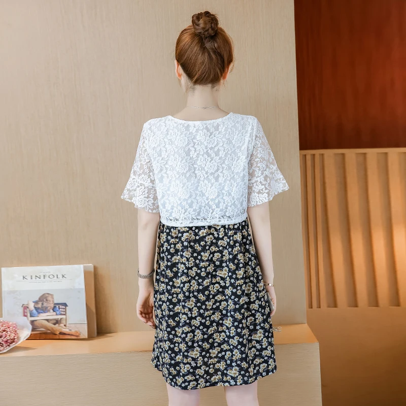 Цветочный кормящих платье Кружево шить шифон Средства ухода за кожей для будущих