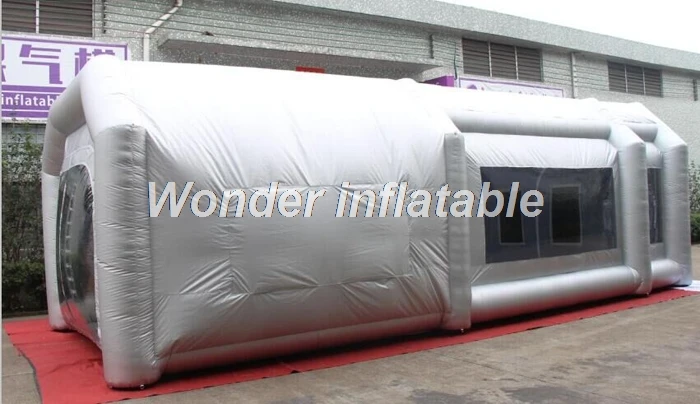 저렴한 맞춤형 휴대용 회색 8m X 4m X 3mH 거대한 풍선 스프레이 부스, 자동차 차고 용 필터와 풍선 스프레이 페인트 텐트