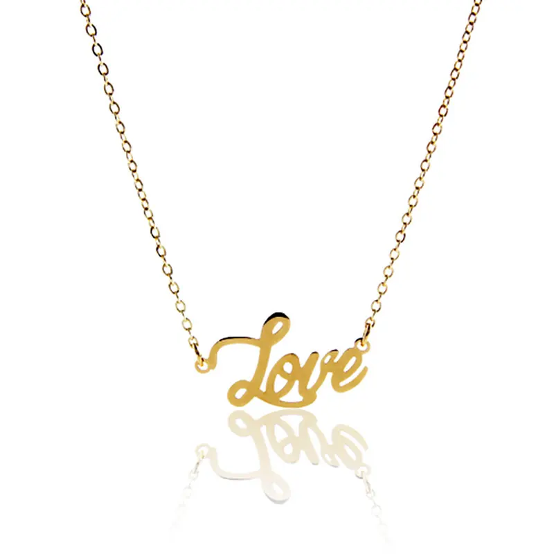 

AOLOSHOW Letters Necklace " LOVE " Carrie Font Statement Stainless Steel with Gold And Silver color Nameplate Necklace NL-2435