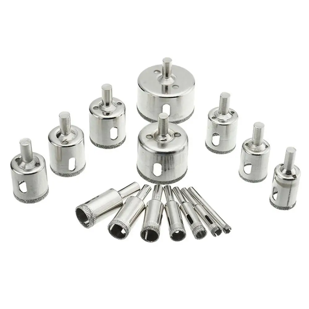 Diamond Hole Silver Exquisite Durable Saw Drill Bit Set Glass Ceramic Tile Cutting Tool 15pcs 6-50mm | Инструменты
