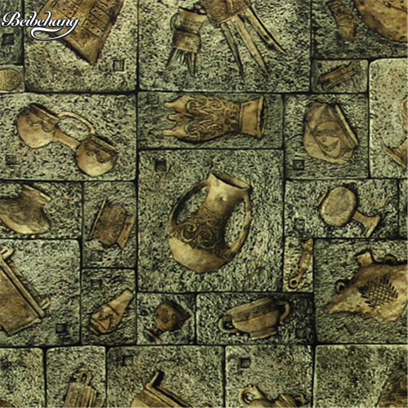 beibehang Chinese retro imitation bronze wallpaper characteristics of the club senior archeological sites 3D stereo | Строительство и