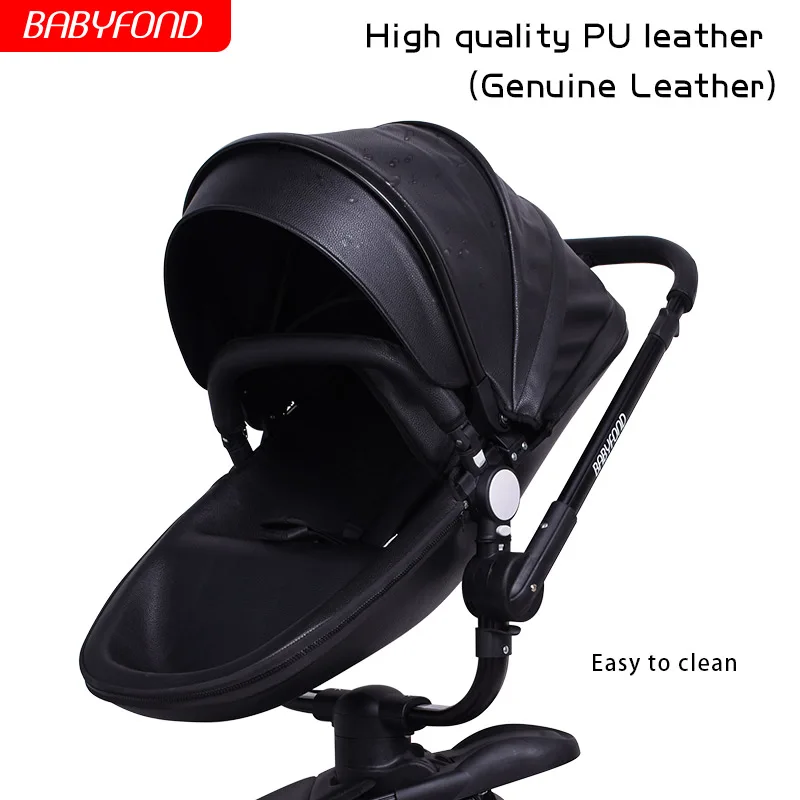 Детская коляска с поворотом на 360 градусов и золотистой рамкой детская 2 в 1