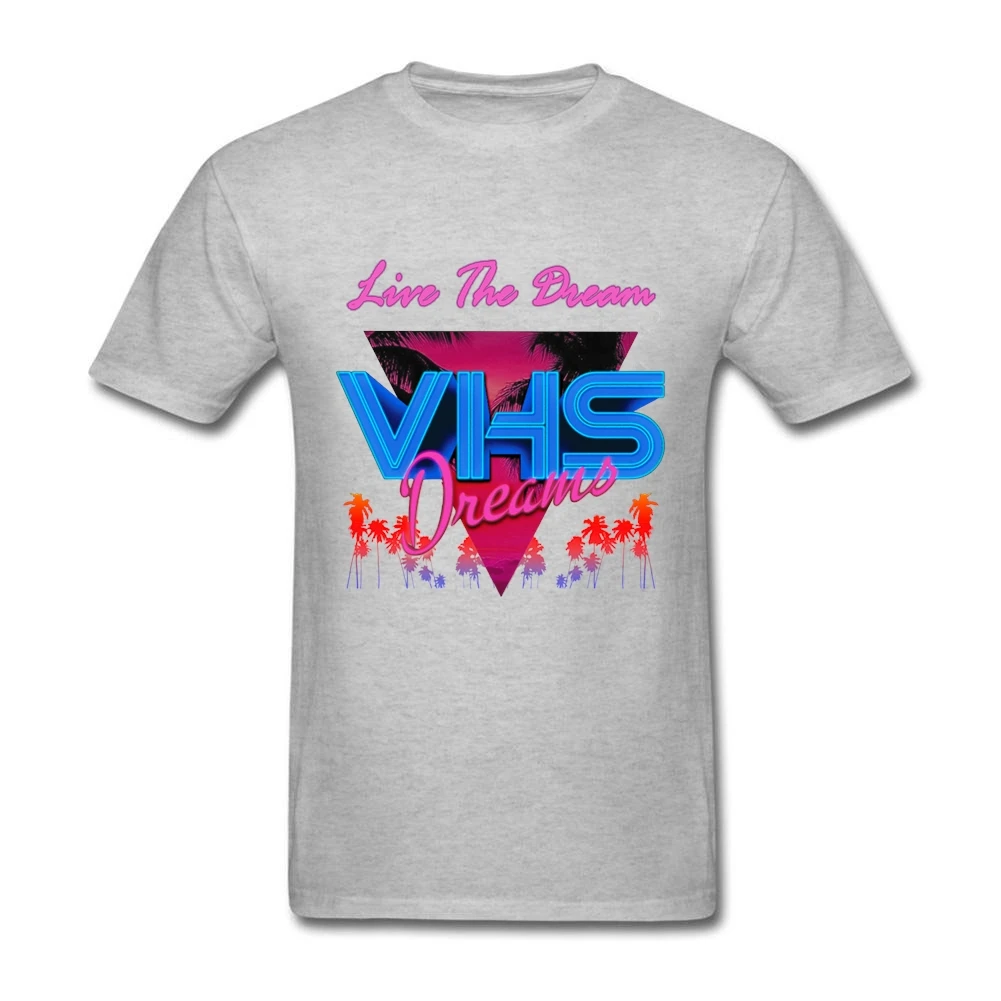 Топы Забавный VHS Жить Мечтой Vaporwave Для мужчин футболки белый короткий рукав