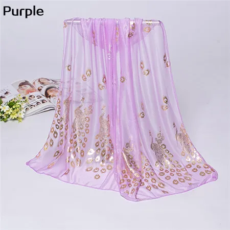 Женские Модные шифоновые шарфы с принтом павлина длинная шаль подарок |