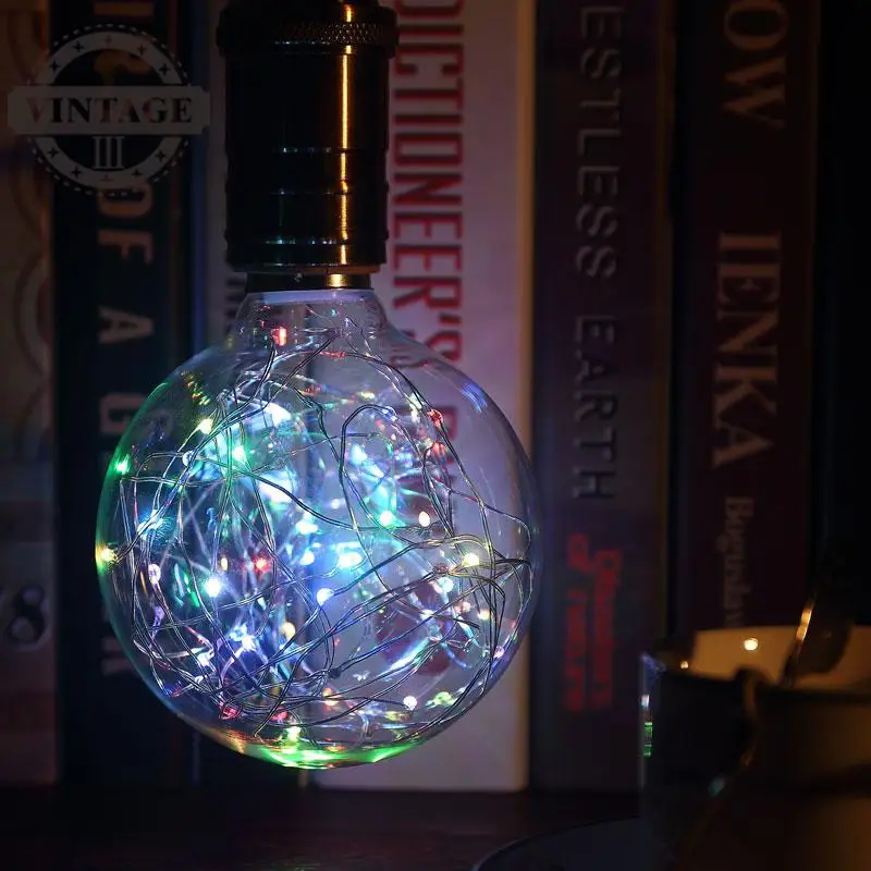 VintageIII Новогоднее украшение E27 лампы для домашнего кафе свет шнура RGB Медь шелк G95