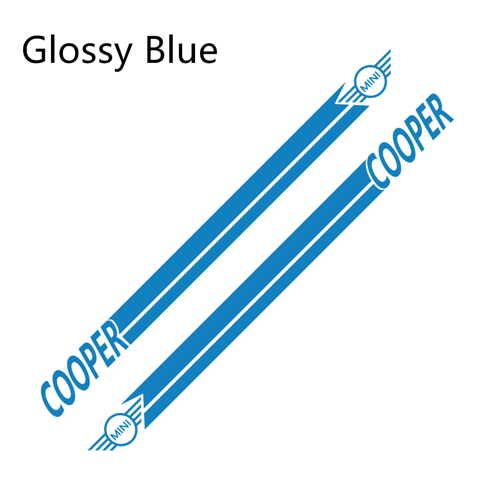 Glossy Blue Наклейки для автомобиля сбоку в полоску спортивный стиль наклейки для Mini Cooper R56 R57 R58 R50 R52 R53 R59 R61 R60 F60 F55 F56 F54 аксессуары - Название цвета: Glossy Blue
