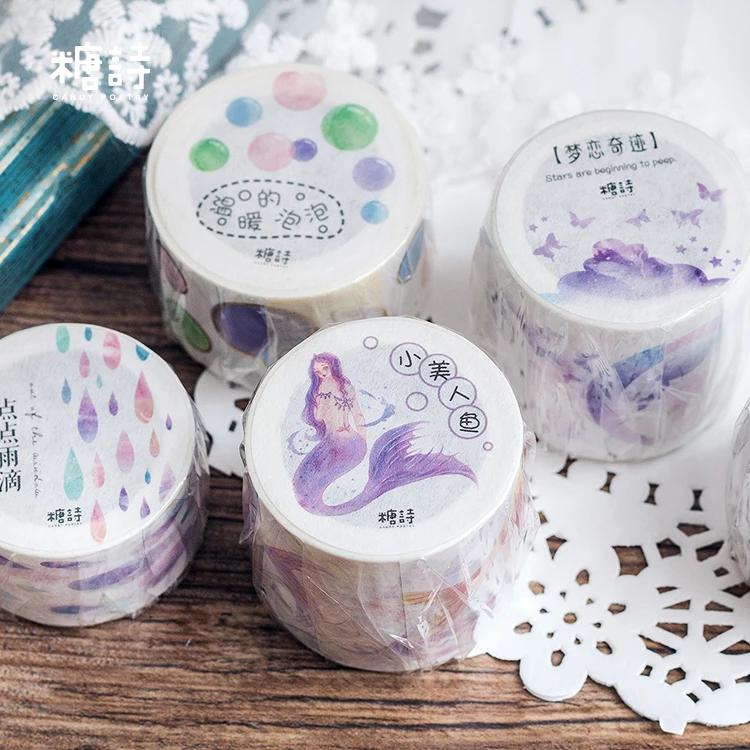 Русалочка лента Washi DIY Декор Скрапбукинг Маскировочные наклейки Бумага украшения