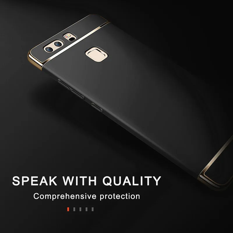 SHUOHU Роскошные 3 в 1 телефон чехлы для huawei P9 P8 Lite случае 2017 полная защита жесткого PC