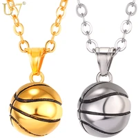 u7 necklace basketball stainless steel hip hop pendant sport fans gift 22 link chain gold color men jewelry necklaces p1096