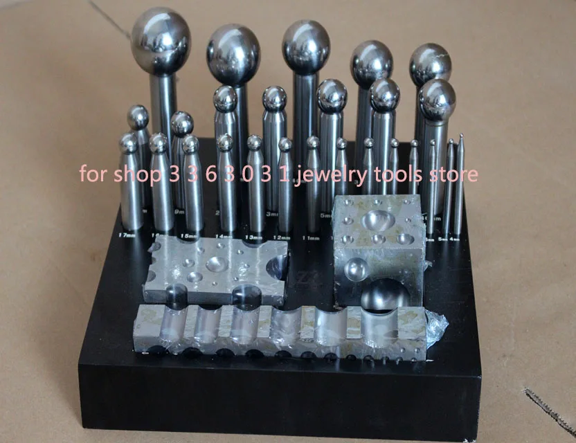 26pcs Jewelry Punch Set Big Size Pcnches and Block for Jewelry Making Silver Gold Plate FORMING TOOLS