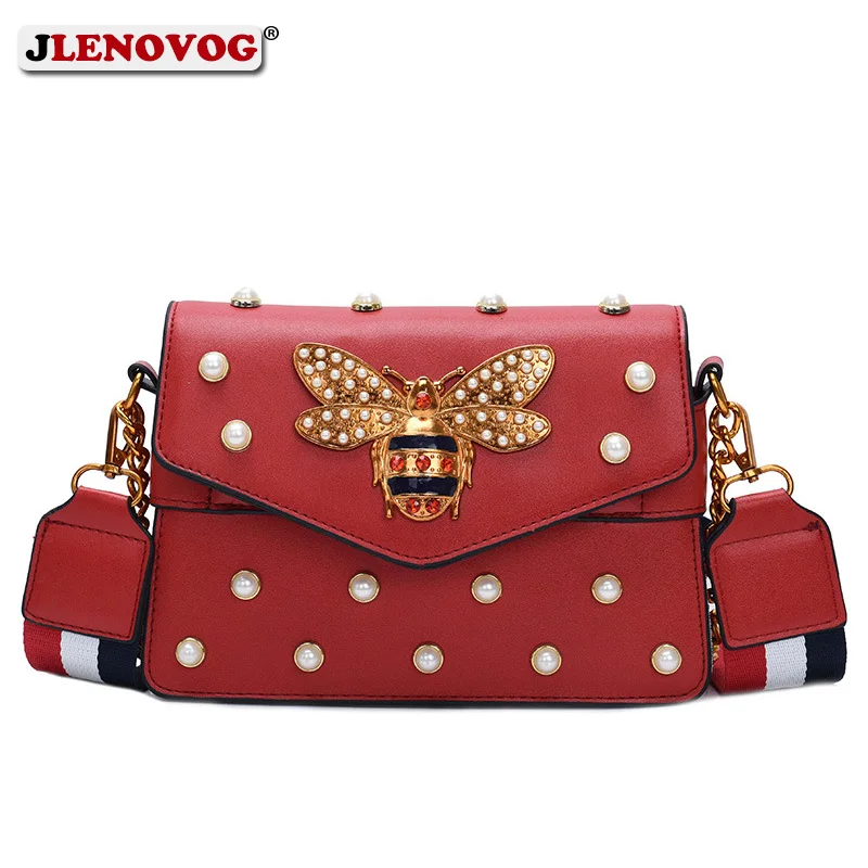 Женские кожаные сумки с жемчужной Пчелкой через плечо для женщин 2020 итальянский