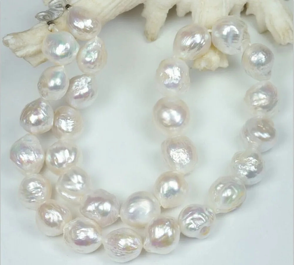 

HUGE NATURAL 12-13MM Australian south seas kasumi white pearl necklace 18"
