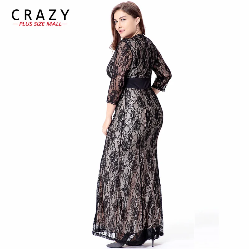Crazy размера плюс Mall женские платья максимальной длины Новый элегантный Выпускной