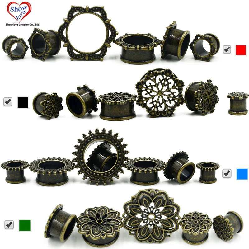 1 пара Латунь Новая мода затычки для ушей туннели мочки уха пирсинг Плоть Туннели