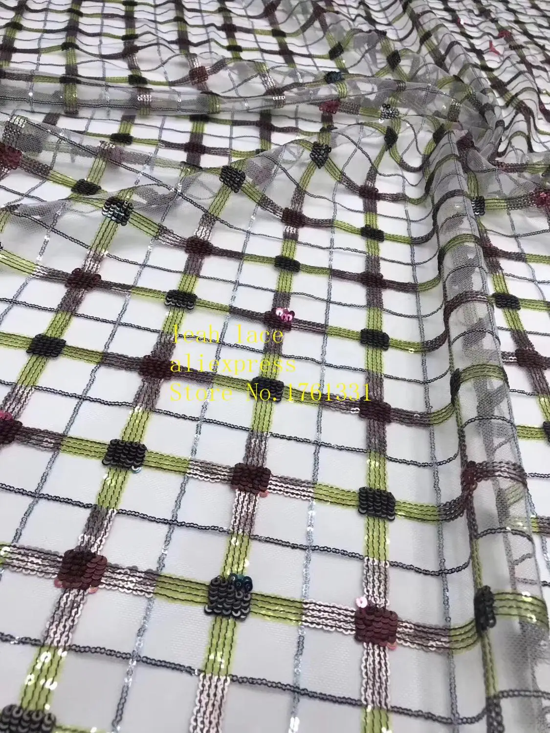В наличии 5 ярдов/сумка 2 цвета крест узор сетка ткань блёстки французский стиль