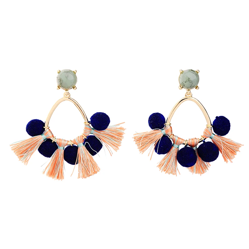 2017 модные тренды кисточки помпоны шарики серьги пирсинг в этническом стиле для