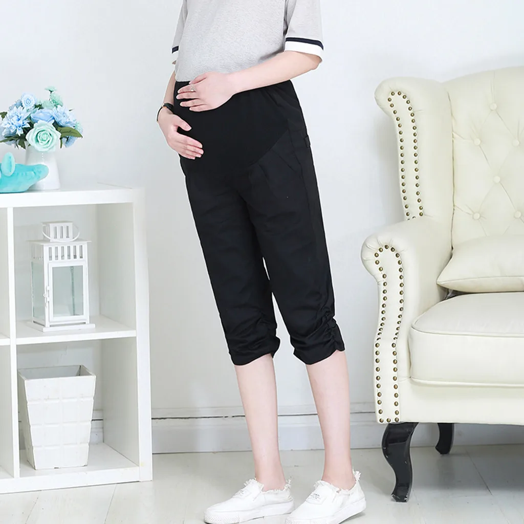 Women's Maternity Pants Pregnant Calf-Length Pregnancy Casual High Waist Large Size Cropped Trousers For | Мать и ребенок