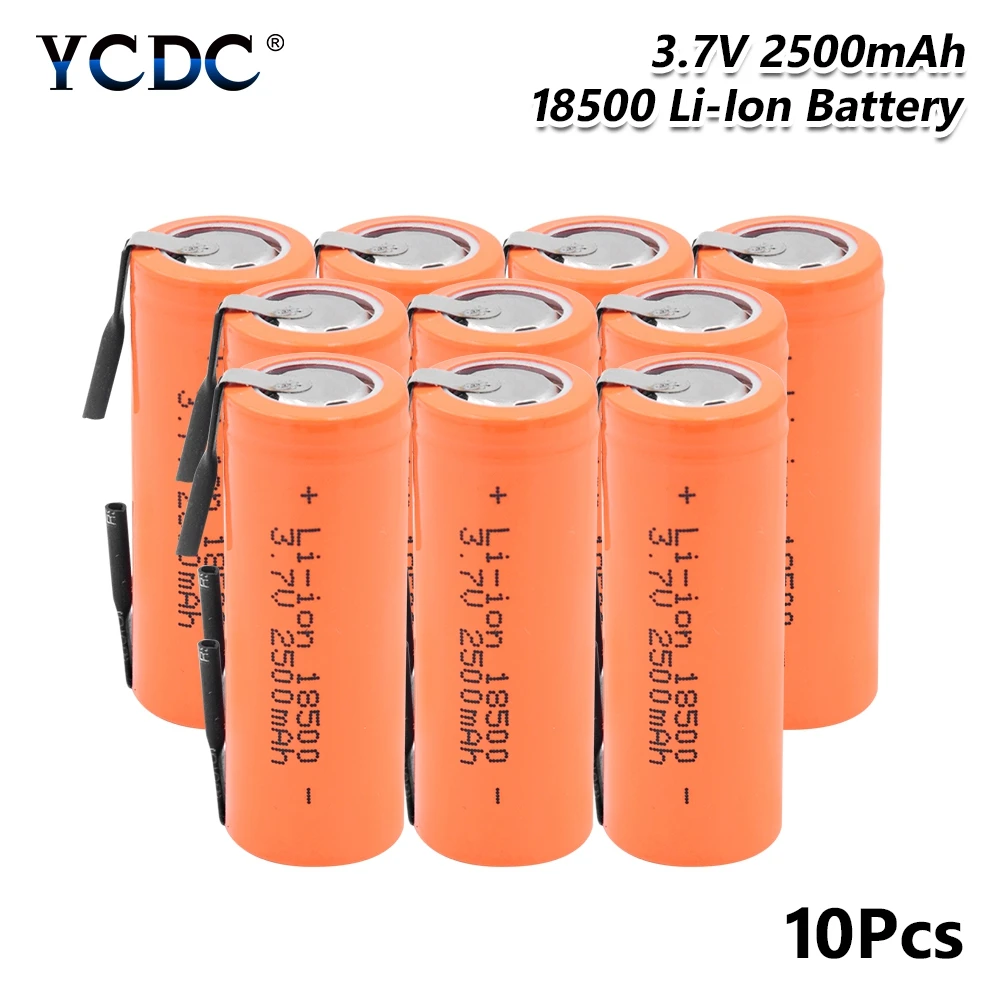Перезаряжаемая 18500 литиевая батарея 3,7 V 2500mAh батареи электронная сигарета с высоким током разряда+ DIY nicke
