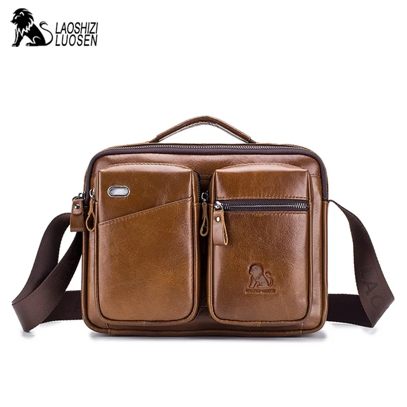 New Genuine Leather Men Bag Handbag Business Travel Casual Male Shoulder Bags Zipper Design Messenger Small Briefcase |