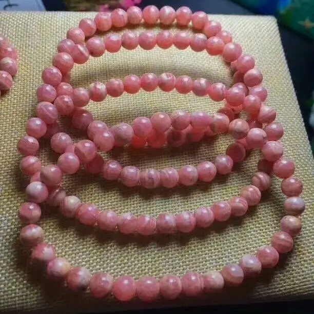 Natural Rhodochrosite Round Beads Bracelet 6.5-5.5mm AAA | Украшения и аксессуары