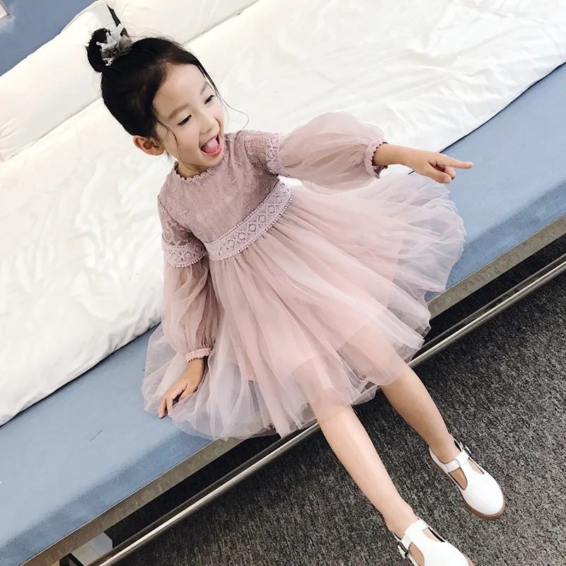 Girls Long Sleeve Dress Princess Spring Summer 2019 Girl Party For Clothing Kids Lace Sweet Children Dresses | Детская одежда и