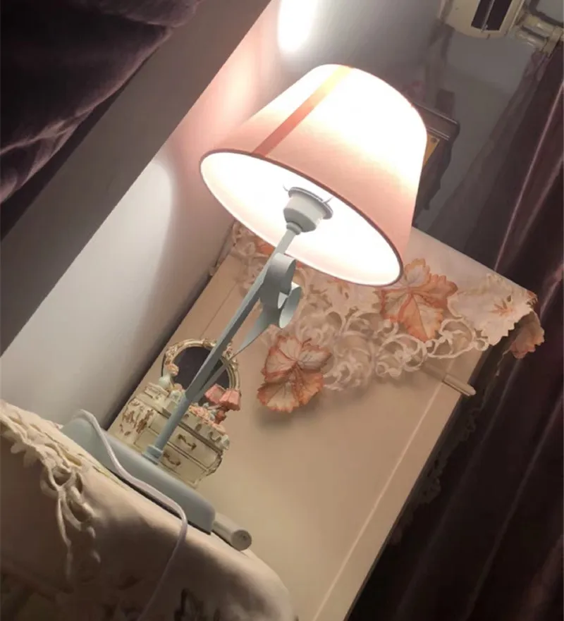 Bow-knot Table Light LED Desk Lamp Fabric Lampshade Lights for Children's Room Princess Bedroom Bedside Lamps Luminaire