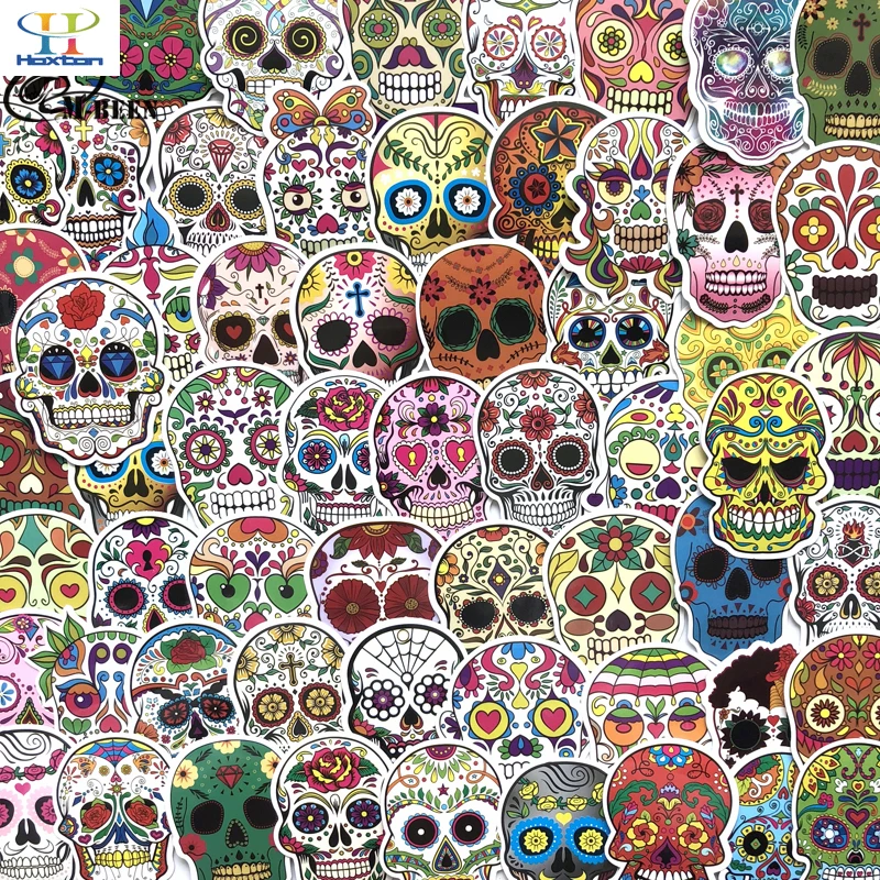 60 шт. панк наклейка с изображением скелета граффити Череп Рок мотоцикл s до DIY