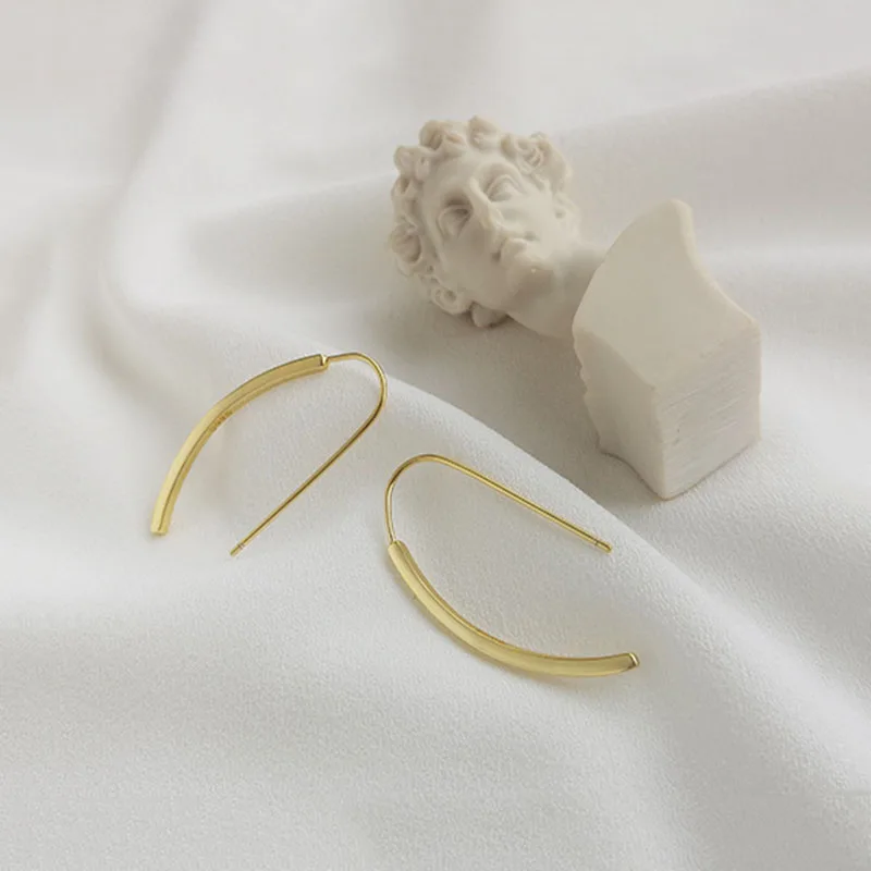 

INZATT Real 925 Sterling Silver MInimalist Geometric Arc Drop Earrings For Elegant Women Cute Wedding Curve Earring Fine Jewelry