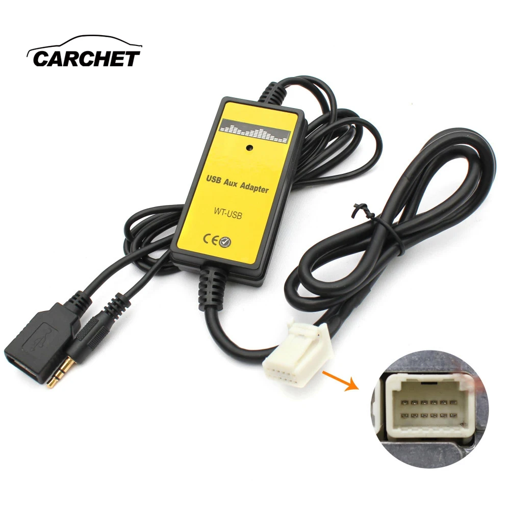 CARCHET USB + AUX аудио кабель Автомобильный MP3 цифровой диск коробка адаптер 3 5 мм