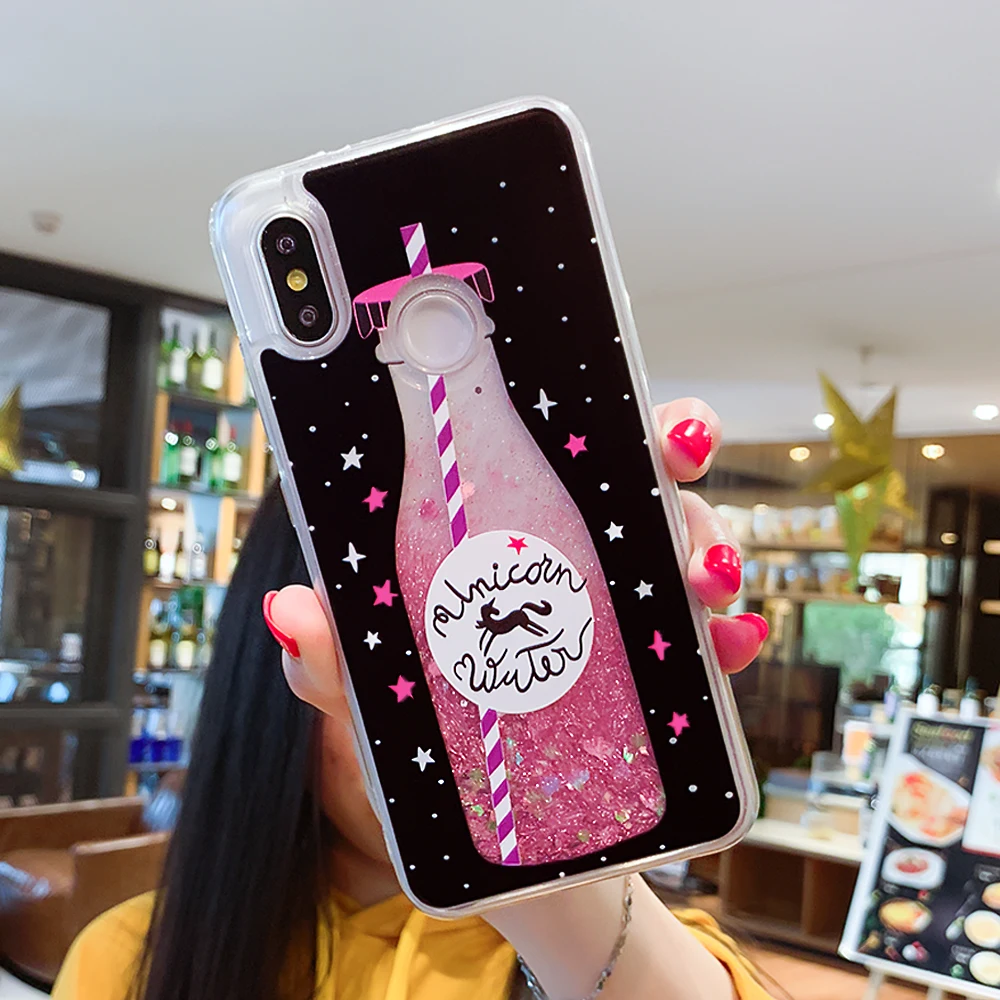 Soft TPU Case For Xiaomi Redmi Note 5 Pro 4X 4A 5A S2 Plus A2 6X Quicksand Liquid Glitter Dynamic Phone Cases |