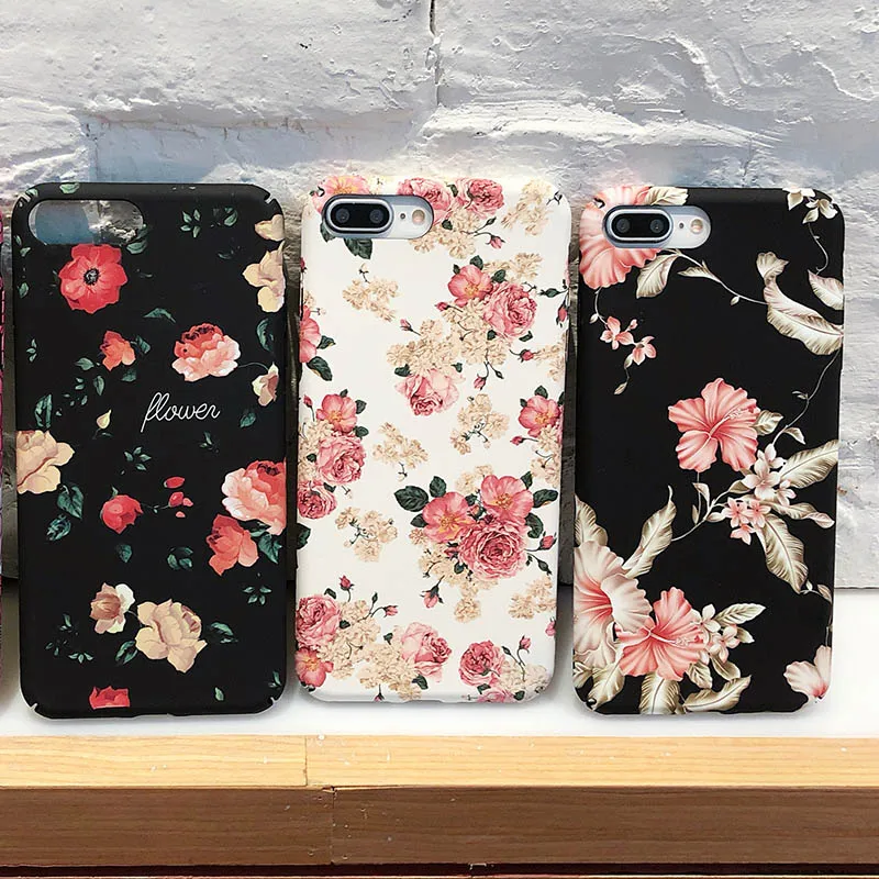 YAMIZOO Flower Case For iPhone 6 7 5s Cover 5 se Coque Shockproof PC Hard Luxury Phone x 8 6s Plus |