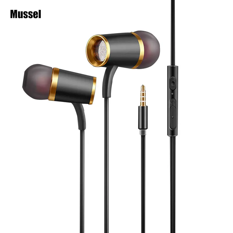 Мидии HD Hi-Fi Special Edition Позолоченные Корпус музыку гарнитура бас провода
